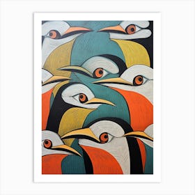 Abstract Bird Linocut Style 3 Art Print