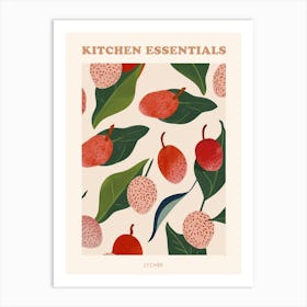 Lychee Fruit Pattern Poster 2 Art Print