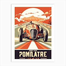 Old Vintage Racing Car Illustration Art Print