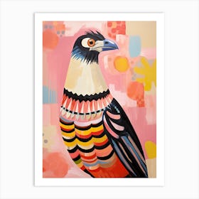 Pink Scandi Crested Caracara 2 Art Print