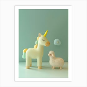 Toy Pastel Blue Unicorn & Lamb 2 Art Print