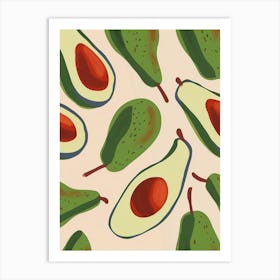 Avocado Pattern Illustration 4 Art Print