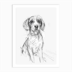 Minimalist Beagle Dog Charcoal Line 2 Art Print