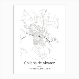 Chilapa De Alvarez,Mexico Minimalist Map Art Print