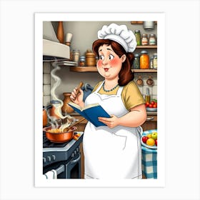 Woman Cooks In The Kitchen Art Print