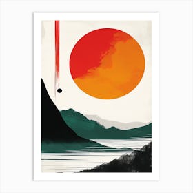 Japandi Cubist Fusion: Sun Goes Down Art Print