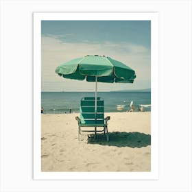 Green Chair And Brach Umbrella  Summer Photography 0 Art Print