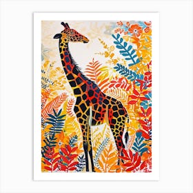 Giraffes In The Leaves Watercolour Style 4 Art Print