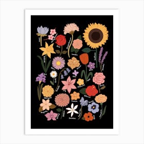 Flower Chart In Black Art Print