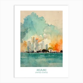 Miami Watercolour Travel Art Print