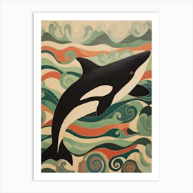 Matisse Style Orca Whale In The Waves  3 Art Print