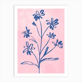 Flowers On A Pink Background 1 Art Print