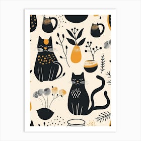 Seamless Pattern With Cats Art Print