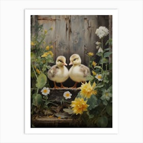 Ducklings At The Cottage 1 Art Print
