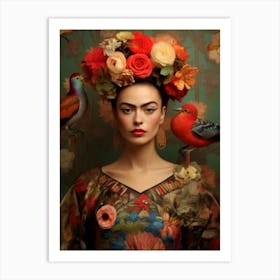 Frida Floral Wall Art Print Mexico Wall Art Frida Kahlo Art Boho Home Decor Floral Art Flower Print Art Print