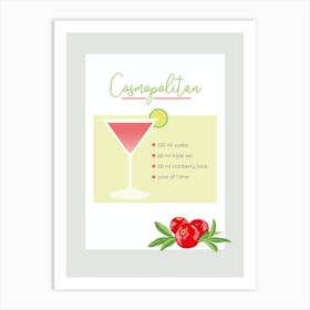 Cosmopolitan Recipe Art Print