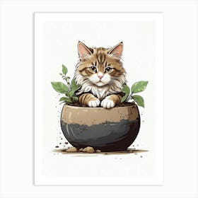 Cat In A Pot Art Print