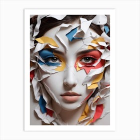 Paper Art Women face paper torn color eyes Art Print