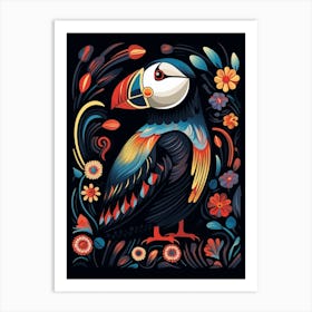 Folk Bird Illustration Puffin 1 Art Print