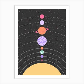 Solar System Bright Pastel 1 Art Print