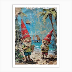 Retro Gnomes Collage 1 Art Print