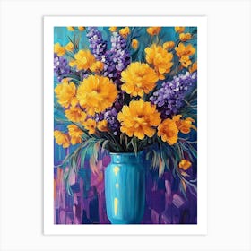 Flowers In A Blue Vase 1 Art Print