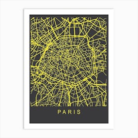Paris Map Neon Art Print