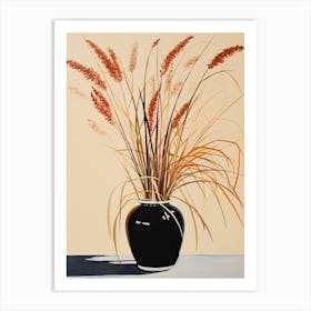 Bouquet Of Ornamental Grasses Flowers, Autumn Fall Florals Painting 1 Art Print