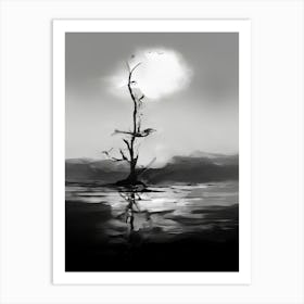 Tranquility Abstract Black And White 7 Art Print