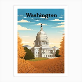 Washington United States Senate Modern Travel Illustration Art Print