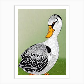 Duck Linocut Bird Art Print