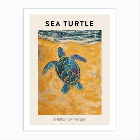 Sea Turtle On The Beach Crayon Doodle Poster 1 Art Print