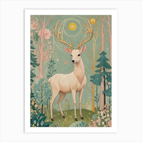 Deer In The Woods In Pastel Colours Art Print