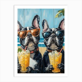 Whimsical Frenchies At The Bar 29 Art Print