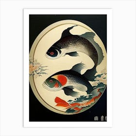 Fish Yin and Yang 6, Japanese Ukiyo E Style Art Print