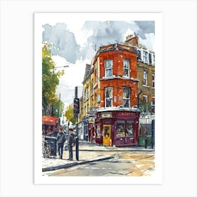 Camden London Borough   Street Watercolour 2 Art Print