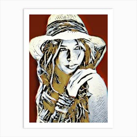 Portrait Girl In A Hat Art Print