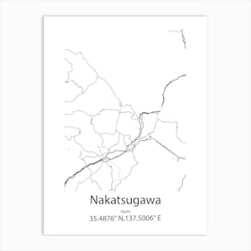 Nakatsugawa,Japan Minimalist Map Art Print