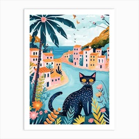 Chartreux Cat Storybook Illustration 3 Art Print
