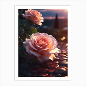 Roses At Sunset Print Art Print