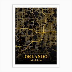 Orlando Gold City Map 1 Art Print