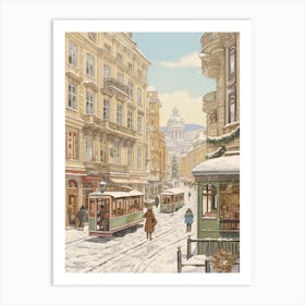 Vintage Winter Illustration Vienna Austria 3 Art Print