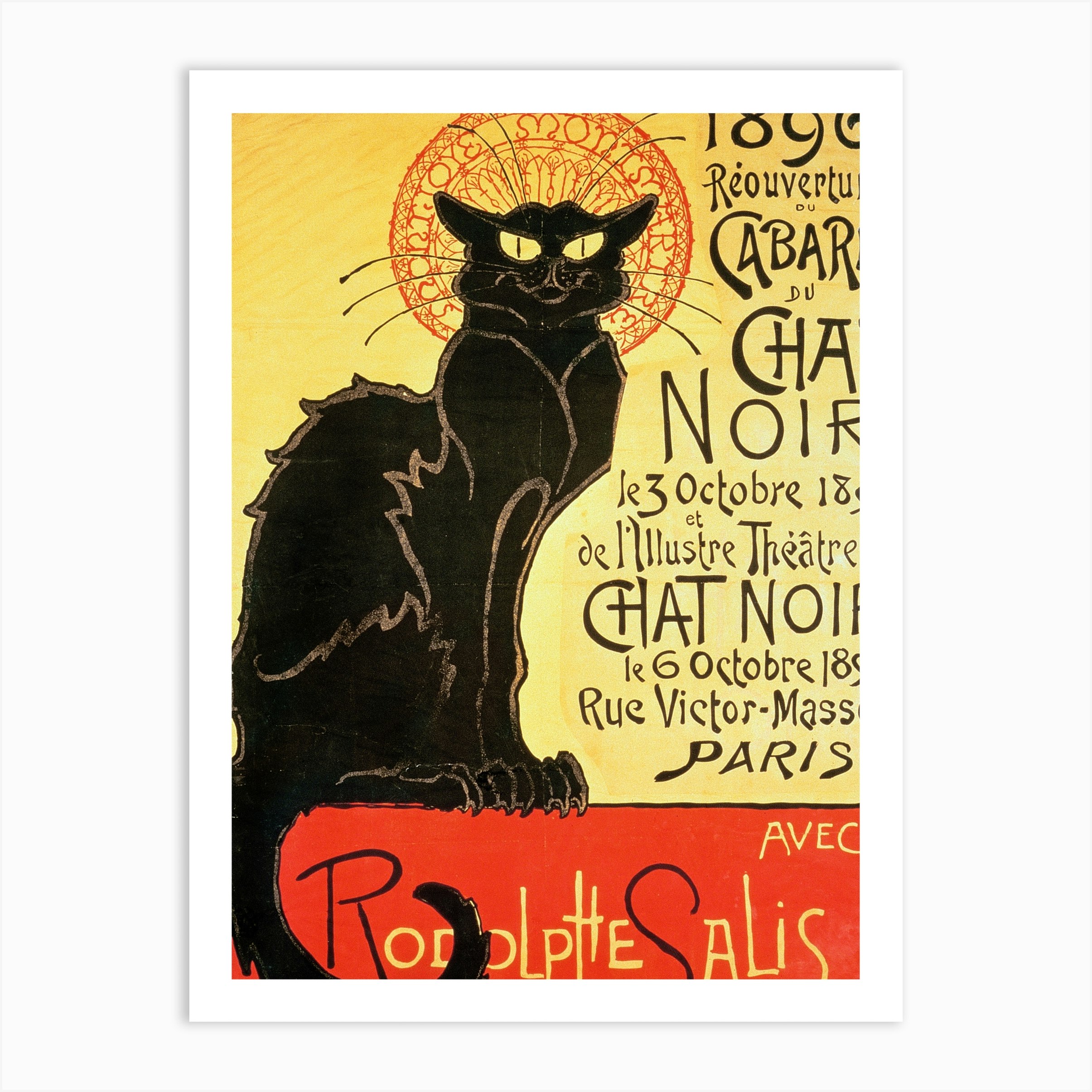 Chat Noir Cabaret Theophile Alexandre Steinlen Art Print By Vintage Print And Poster Collection Fy