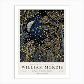 William Morris , Flowers Moon And Stars William Morris Style Art Print wall art Art Print