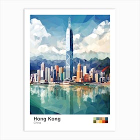 Hong Kong, China, Geometric Illustration 2 Poster Art Print