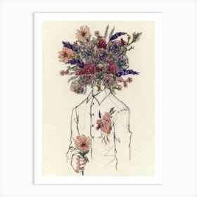 Flowers On The Head Art Print