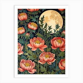 William Morris Peonies And Moon Art Print