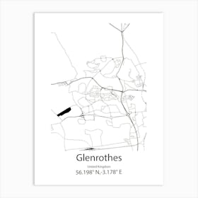 Glenrothes,United Kingdom Minimalist Map Art Print