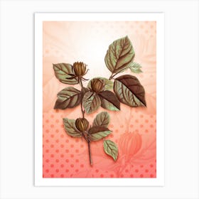 Carolina Allspice Flower Vintage Botanical in Peach Fuzz Polka Dot Pattern n.0123 Art Print