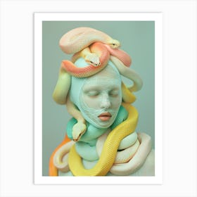 "Woman with Snakes: Surreal Fashion Portrait" Art Print